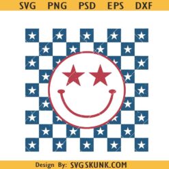 4th of July checkered smiley face SVG