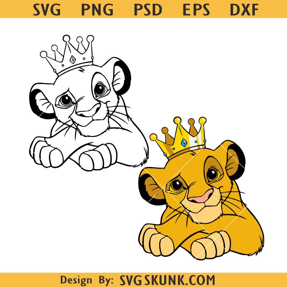 Baby Simba with crown SVG, Lion King Svg, Simba Lion king svg, baby ...