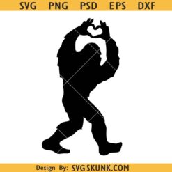 Bigfoot love sign SVG, Bigfoot heart sign SVG, sasquatch heart svg, bigfoot love svg, yeti svg