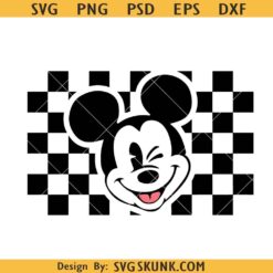 Checkered Mickey winking SVG, Winking Mouse Svg, Disney Family Vacation Svg, Happy Mouse Svg