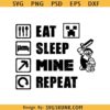 Eat Sleep Mine Repeat SVG, Minecraft game Svg, gamer shirt svg