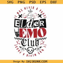 Elder Emo Club SVG, It Was Never A Phase SVG, Skull Elder Emo svg