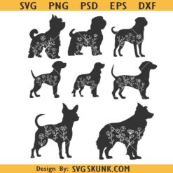 Floral Dog breeds bundle SVG, floral dog svg bundle, dog breeds svg, dog shirt svg