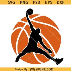 Basketball player silhouette with ball svg, Basketball player SVG, Basketball SVG