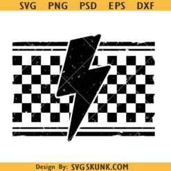 Checkered lightning bolt SVG, grunge lightning bolt SVG, Grunge checkered lightning bolt SVG