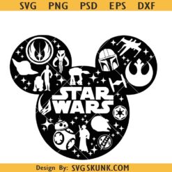 Galaxy Wars Collage Mouse svg, Star Wars Mickey head svg, Mickey Star Wars svg