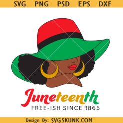 Juneteenth Afro woman with sun hat SVG, Juneteenth sun hat svg, black woman Juneteenth svg