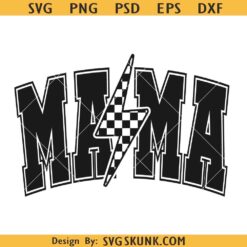 Mama Lightning bolt checkered SVG, Mama Lightning bolt svg, Retro Mama Checkered Lightning Bolt Svg