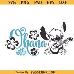 Ohana Stitch with guitar svg, Lil and stitch svg, Ohana Stitch svg, Stitch guitar svg