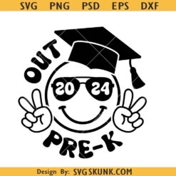 Peace Out Pre-K 2024 Groovy Retro Svg, Pre-K retro smiley face svg, kinder grad svg