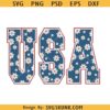 Retro USA with flowers SVG, Retro America Flowers Svg, 4th Of July Svg