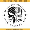 We are not descended from fearful men skull 1776 flag SVG, 1776 punisher skull svg