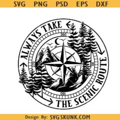 Always Take The Scenic Route Svg, Compass and Lighthouse Svg