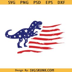 American flag dinosaur svg, Kids 4th of July dinosaur svg, T rex 4th of July svg