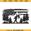 Bigfoot American flag SVG, Bigfoot Mountain scene SVG, Distressed American Flag svg