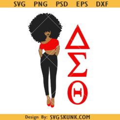 Black afro woman delta sigma Theta SVG, Delta Sigma Theta Sorority svg, Afro Woman Greek Letters svg