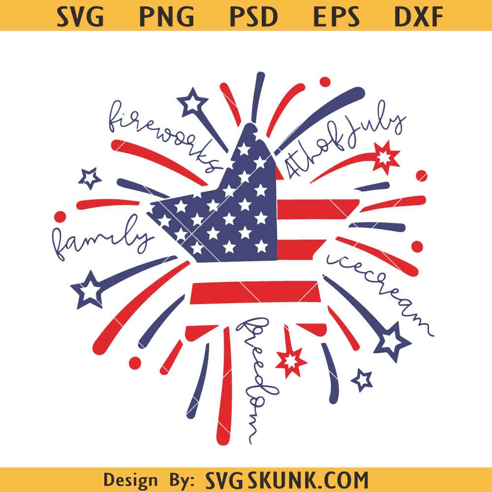 Fireworks Star 4th of July svg, Fourth of July svg, America svg