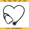 Heart Stethoscope SVG, Stethoscope heart shape SVG, nurse stethoscope svg