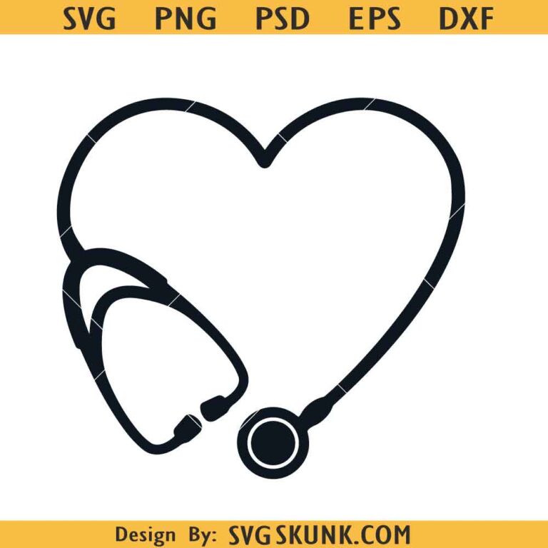 Heart Stethoscope SVG, Stethoscope heart shape SVG, nurse stethoscope svg