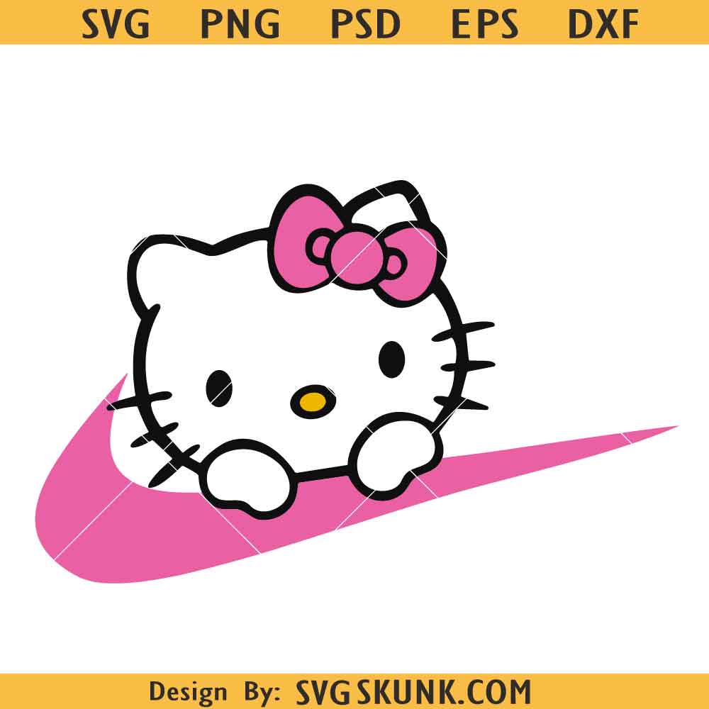 Hello Kitty Nike logo svg, Hello Kitty swoosh svg, Nike Kitty svg