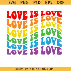 Love is love gay pride retro wavy SVG, LGBTQ Pride Svg Png, Pride Month Svg Png