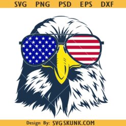 Patriotic Bald Eagle with Sunglasses SVG, American Eagle Svg, 4th Of July eagle Svg