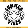 Summer Vibes retro smiley SVG, summer smiley face svg, summer happy face svg