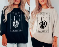 The Bride and the Coven witchy tarot card SVG, Witch celestial wedding svg, Bachelorette party svg