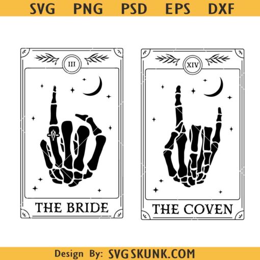The Bride and the Coven witchy tarot card SVG, Witch celestial wedding svg, Bachelorette party svg