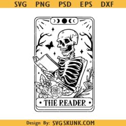 The Reader Tarot Card Skeleton SVG Skeleton Reading book SVG