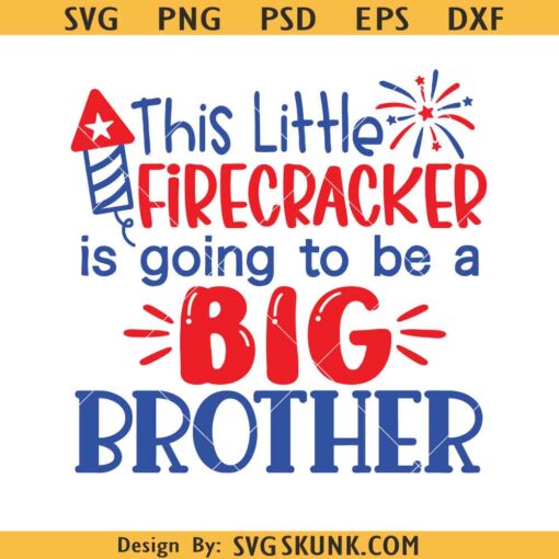 This Little Firecracker Is Going to Be a Big Brother SVG, pregnancy announcement svg