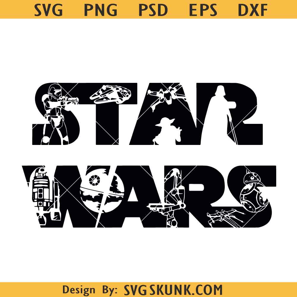 Classic Star Wars Logo with Characters svg, Star Wars svg, Darth Vader svg