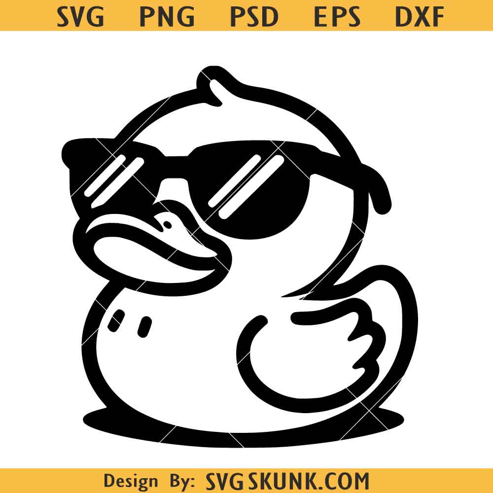 Duck with sunglasses SVG, Duck Wearing Sunglasses Svg, Rubber Duck Clipart