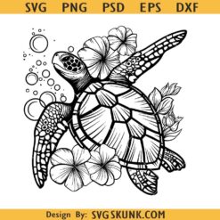 Floral Turtle Svg | Sea Turtle svg | Flower Turtle svg | Turtle clipart svg