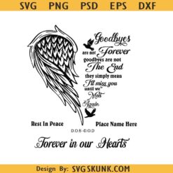 In memory of Goodbyes are not forever until we meet again SVG