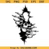 Skull in the wall svg, Approaching Skull Svg, skull through wall crack svg