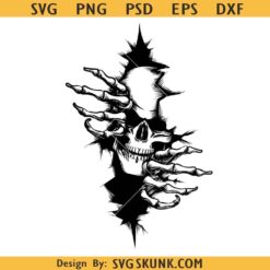 Skull in the wall svg, Approaching Skull Svg, skull through wall crack svg