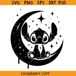 Stitch sitting on crescent moon SVG, Disney stitch svg