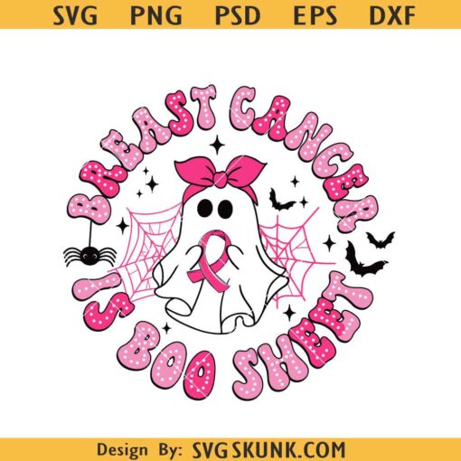 Breast Cancer is Boo Sheet SVG, Halloween Breast Cancer Svg, Breast Cancer Halloween Ghost Svg