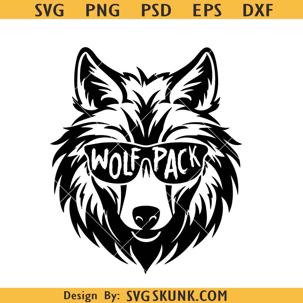 Wolf pack sunglasses svg, Wolf pack svg, wolf head svg