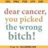 Dear Cancer You Picked The Wrong Bitch SVG, Cancer survivor svg, Cancer awareness svg