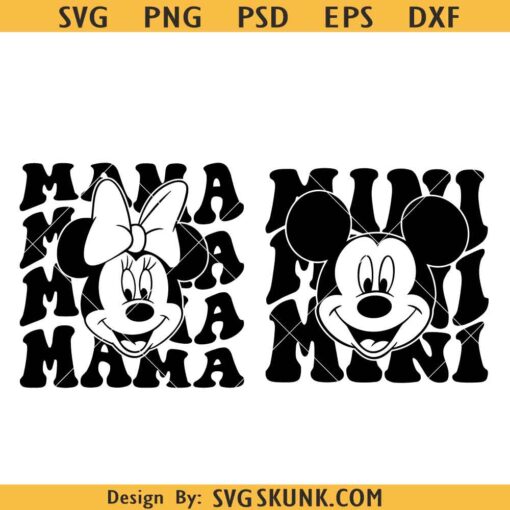 Mama and mini retro Mickey Mouse SVG, mama Mickey and Mini Mickey svg, Disney shirt svg