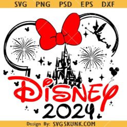 Minnie Mouse Disney Castle 2024 SVG, Family Vacation 2024, Mickey Minnie Head SVG       
