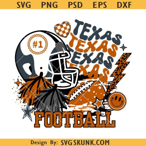 Preppy Texas Football SVG, Texas State Football SVG, Texas Football SVG, Football Mom SVG, Texas svg     