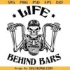 Skeleton Life Behind Bars Svg, Motorcycle Rider Svg, Skeleton Driving Motorcycle Svg   