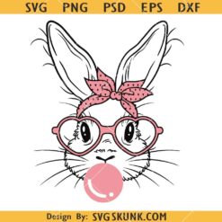 Bunny with bandana and glasses svg, Cute Bunny Rabbit With Bandana Svg, Bunny with Glasses Svg   