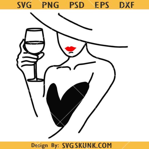 Elegant woman with wine glass svg, classy woman svg, Sexy Woman SVG, woman red wine svg