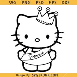 Hello Kitty Princess SVG, Kitty Princess SVG, Hello Kitty SVG, Disney Princess SVG