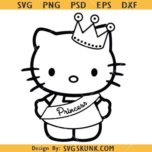 Hello Kitty Princess SVG, Kitty Princess SVG, Hello Kitty SVG, Disney Princess SVG