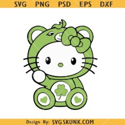 Hello Kitty care bear St Patrick’s Day SVG, Hello Cat Svg, Patrick’s Day Cat Svg, Irish Cat Svg   